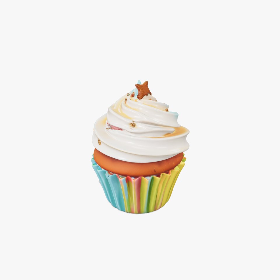 Colorful Cupcake with Star Topper Model Pack